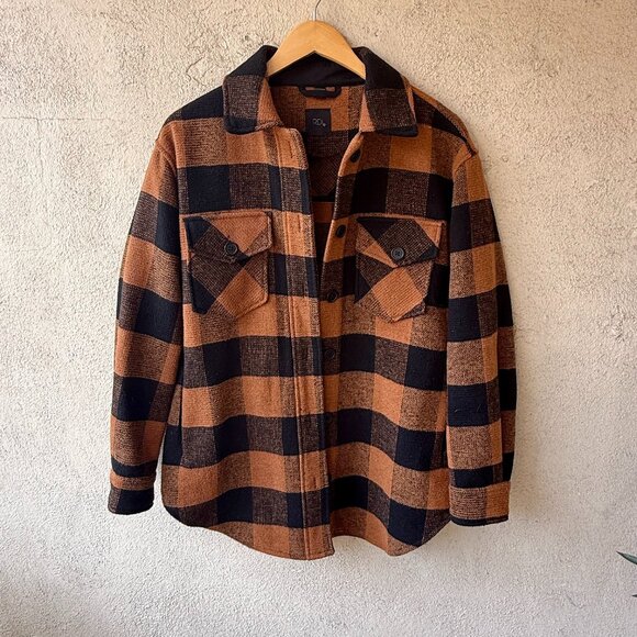 RDI Orange Plaid Shacket Fall Jacket Small - Picture 1 of 6
